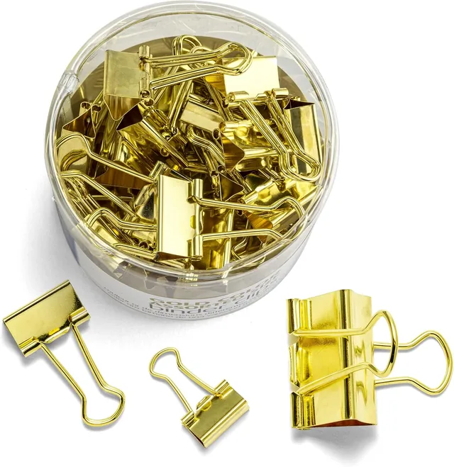 Assorted-Size Gold Binder Clips — view 1
