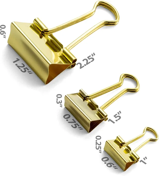 Assorted-Size Gold Binder Clips — view 3